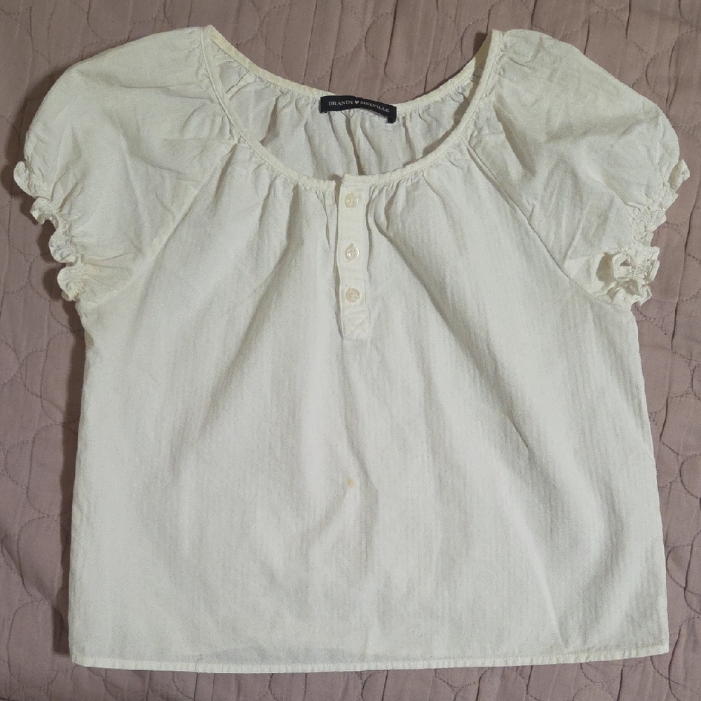Brandy Melville Cream Puff Sleeve Blouse